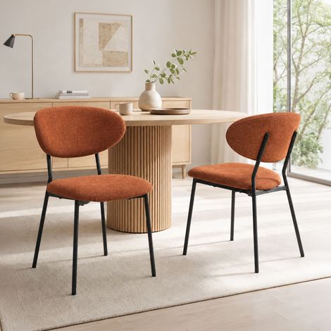 Lot de 2 chaises repas 45x45x80 cm en tissu terracotta - SORYA (1/5)