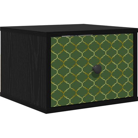 Maison Exclusive - Mobiletto da comodino a parete GELEEN Rovere Nero (1/5)