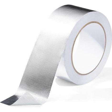 50 mm x 20 m Ruban Adhésif Aluminium, Argenté ruban etancheite plomberie - isolant thermique En fibre de verre - Pour tuyau et voiture (1/5)