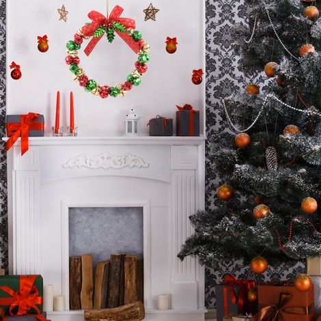 Weihnachtsdekoration: Glocken, Kränze, Türschmuck, Rot, Grün und Gold. (1/5)