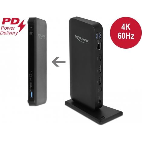 Delock EstaciÃ³n de acoplamiento USB Type-Câ¢ DP 1.4 4K - HDMI / DP 1.4 / USB 3.2 / LAN / PD 3.0
