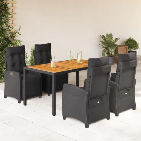 vidaXL Set da Pranzo da Giardino 5 pz Nero con Cuscini in Polyrattan (1/5)