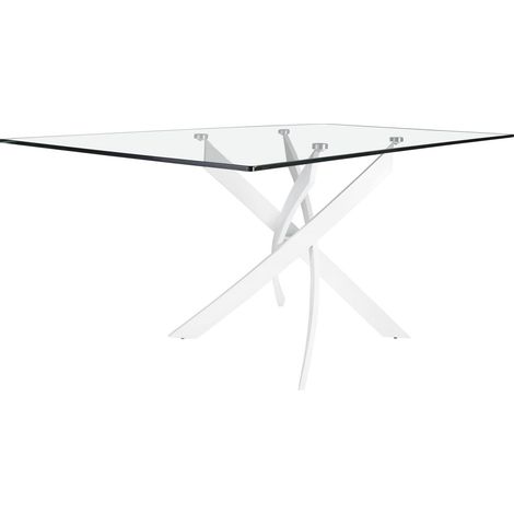 Table à manger verre trempé design Angel Cerda - Verre transparent et acier blanc (1/5)