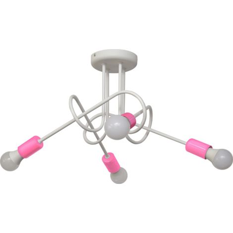 Helam OXFORD Plafonnier Semi-Encastré à Bras Multiples Blanc, Rose 44cm