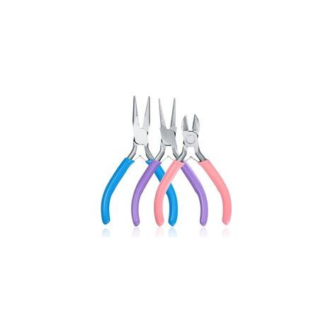 3 Pinces à Bijoux, Pince Trousse Outils de Fabrication de Bijoux, Pinces à Becs Aiguilles, Pinces à Bec Long, Pinces à Becs de Chaîne, Coupe-fil (1/4)