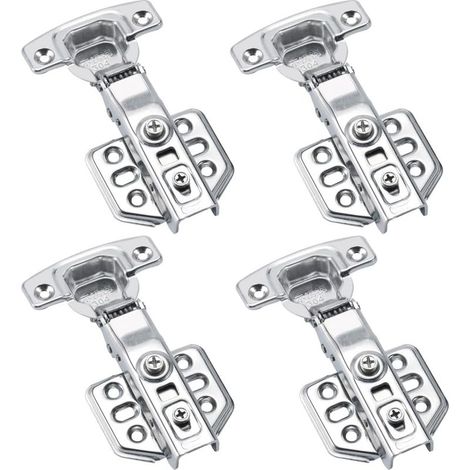 Lot de 4 Charnière Invisible Avec amortisseur pour Portes de Meuble, Charnières en Acier Inox pour Placards (1/5)