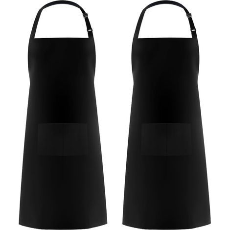 (2 pezzi) Grembiuli da cucina per uomo e donna, grembiule per la casa, grembiule porta attrezzi con 2 tasche per barbecue, grembiule da giardinaggio regolabile per adulti (1/4)