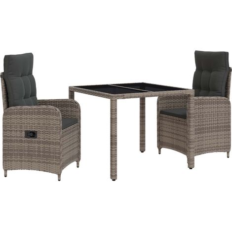 Juego de comedor para exteriores 3 pcs Gris Claro y Gris Oscuro vidaXL (1/5)