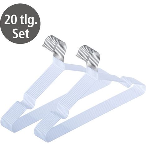 Schmale Kleiderbügel  20er-Pack  Platzsparend  Mit Drehhaken  Für Hemden, Jacken und Kleider  Weiß  40 x 20 x 0,5 cm