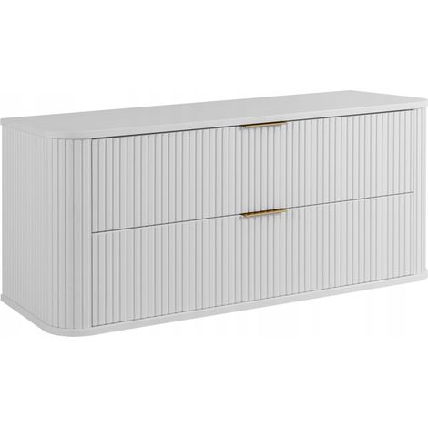 Rodan Waschbeckenunterschrank Elegance 120 cm, Weiß Matt und Holz, 41,5 x 120 x 51,7 cm, feuchtraumgeeignet, Badmöbel Unterschrank