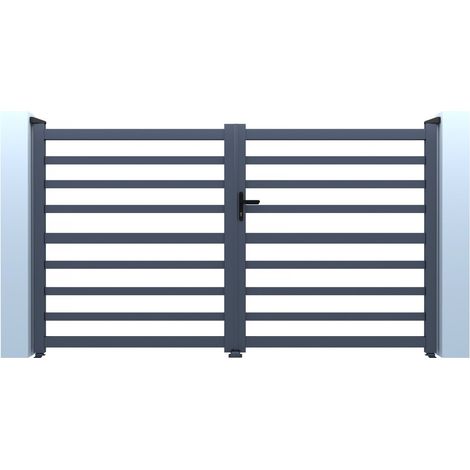 Cancello in alluminio traforato "Martin" - 340 x 180 cm - Grigio