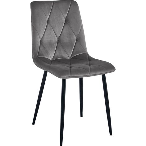 Sedia Libra in velluto grigio scuro con gambe nere (1/5)