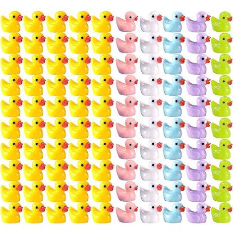 Lot de 100 petits canards décoratifs en résine durable, de forme réaliste, adorables, parfaits pour Noël, un anniversaire ou la fête des enfants. (1/4)