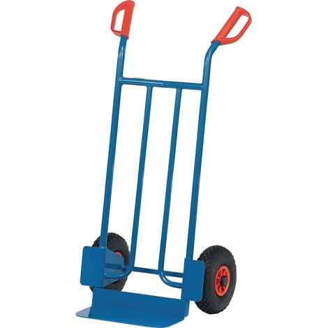 Chariot à sac H.1150mm avec pelle L150xB400mm, pneus pneumatiques, capacité 250kg, bleu (1/3)