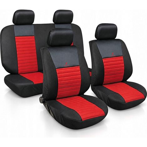 Set universale di coprisedili per auto, colore rosso. (1/5)