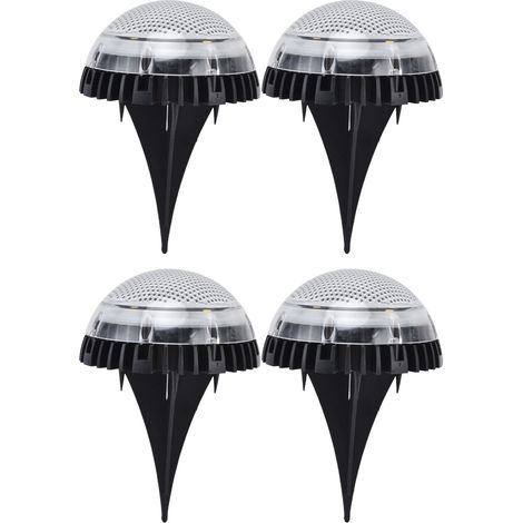 Lot de 4 lampes solaires de jardin à 8 LED, lampes de sol extérieures pour trottoir, cour, pelouse, terrasse, allée, jardin, lumière blanche (1/5)