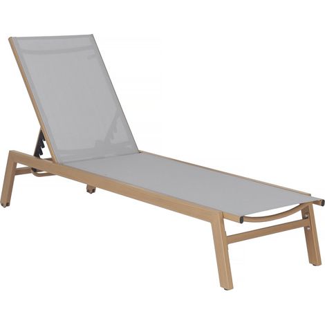 Lettino prendisole "Elysia" in alluminio con finitura effetto legno - Grigio chiaro