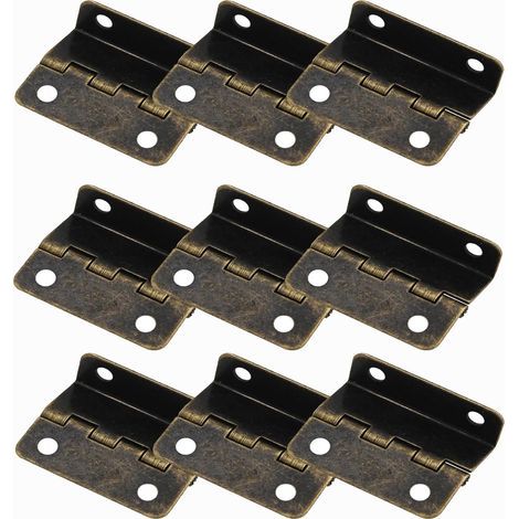 9 charnières demi-surface,Charnières de porte décalées et d'armoire, quincaillerie semi-dissimulée à trois volets rétro [Bronze] (1/5)
