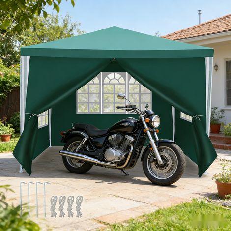 TolleTour Verde 3x3 m. Cenador de jardín impermeable y resistente a los rayos UV, carpa para eventos con estructura metálica para 3 personas (1/4)