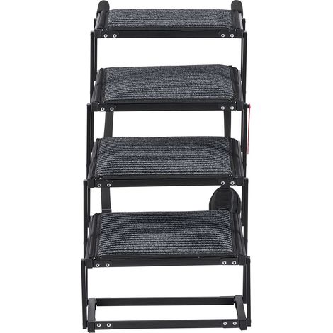 Marchepied pour chien voiture, 4 marches extra larges pliables, rampe antidérapante pour grands chiens, échelle portable légère pour auto, SUV, camion, lit haut, canapé, jusqu'à 91 kg (1/5)
