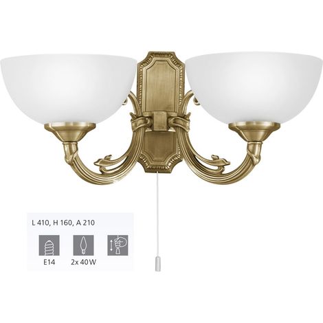 Applique Vintage Savoy Metallo Ottone Brunito 2 Luci E14 (1/5)