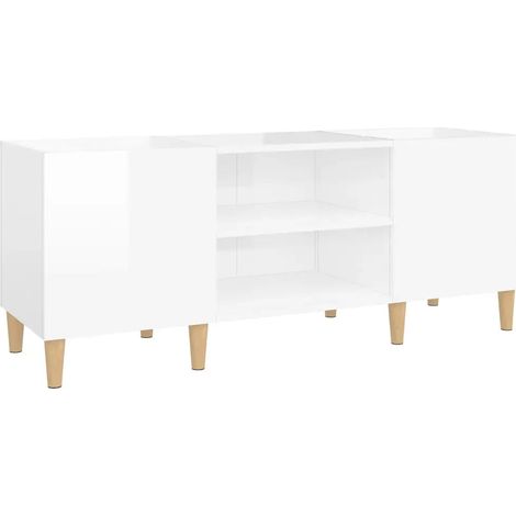 Mueble clásico para discos almacenamiento multidimensional 121 x 38 x 48 cm fabricado en madera de ingeniería blanca brillante 020049190 (1/5)