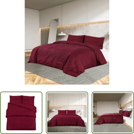 vidaXL Couette - Ensemble de housse de couette Bordeaux 140x200 cm Coton (1/5)