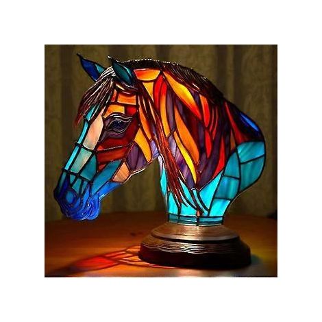 Lampe de table Hot Animal en vitrail, veilleuse rétro, cadeau de Noël (1/4)