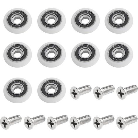 Lot de 10 roulettes de rechange pour porte de douche coulissante en verre de 19 mm (19 mm-10 pièces)