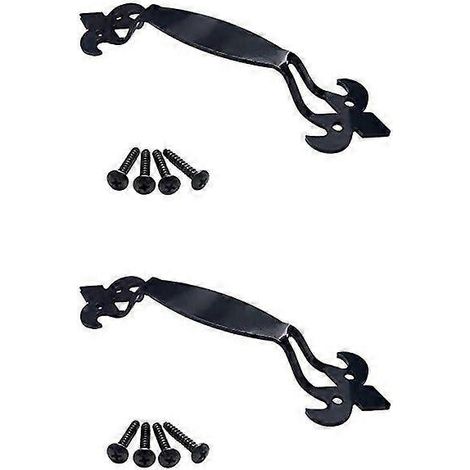 Poignées robustes en acier au carbone noir pour armoires, penderies et tiroirs - Lot de 2 avec vis incluses (1/2)