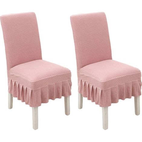 Lot de 2 housses de chaises de salle à manger, amovibles, lavables et résistantes aux taches, pour la maison et le restaurant, rose. (1/5)