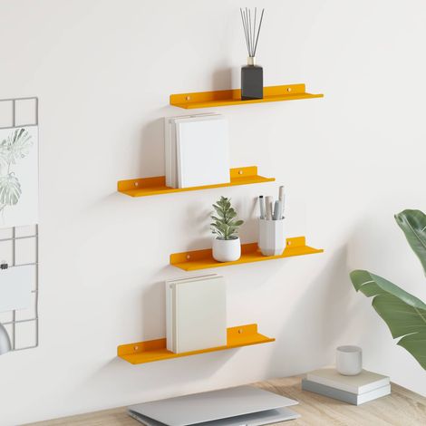 Schwebendes Regal 4 pcs Senfgelb 40 x 8,5 x 2,5 cm Stahl