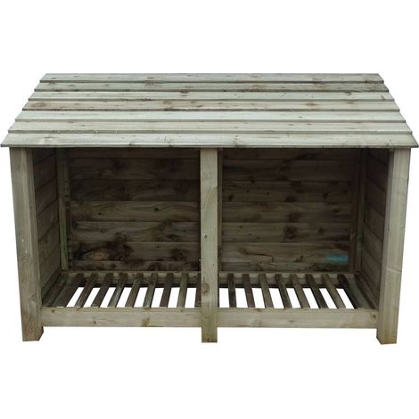 Wooden Log Store, W187xH126cm (Light green, natural finish)