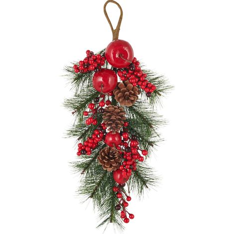 Mömax Kunstpflanze Türhänger I Grün/Rot/Braun ca. 47 cm