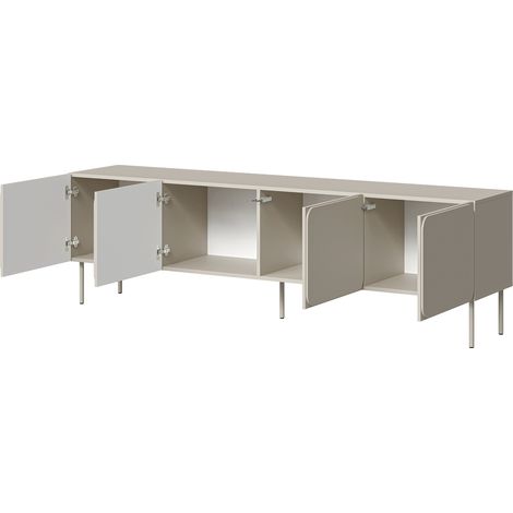TV-Schrank Mornago, ein Regal, 2 Türen, 4 Fächer, 200x42x60h cm Beige