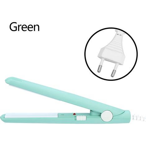 Lisseur Cheveux Mini 2-en-1 Plaque Céramique Tourmaline Fer à Friser Chauffage Rapide Vert Matcha Prise UE (1/4)