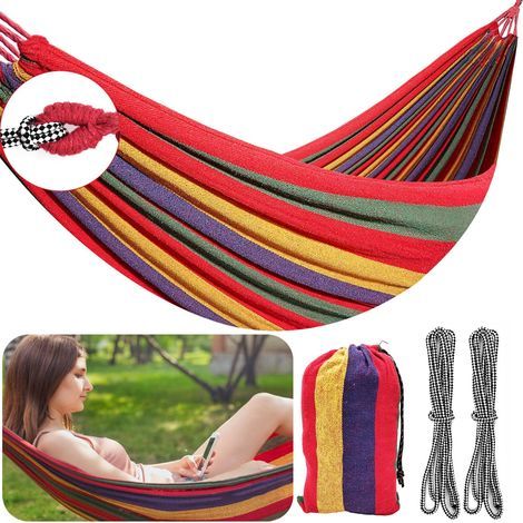 Hamac de Camping, Hamac d'extérieur 190 x 100 cm, Capacité de Charge Maximale de 150 kg pour Les Voyages, Le Jardin et la Plage (1/5)