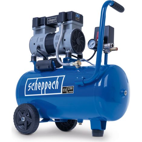 [JAMAIS UTILISE] Scheppach – Compresseur à air ultra silencieux 24L – Pression 8 bars – Débit 162 L/min – Moteur 1100 W – Sans huile – Pieds antivibratoires