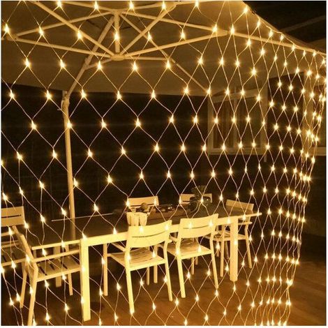 1 pièce Guirlande lumineuse extérieure, filet 3 m x 2 m, 200 LED blanc chaud, étanche IP44, pour arbres de Noël et jardin