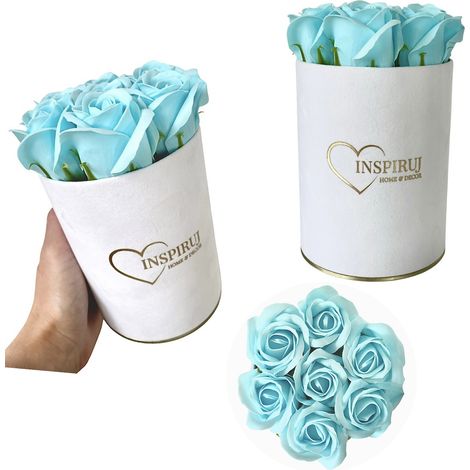 Flowerbox Inspiruj - Scatola bianca con rose di sapone - n. 2 Azzurro (1/5)
