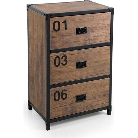 Urban Industrial Kommode Holz Metall cm 59 x 39 x 89 h (1/2)