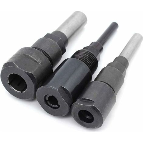 3pcs Router Collet Extension Router Bit Collet Extension and Trimming Cutting Engraving Machine Extender Woodworking Chuck Holder Milling Cutter 1/4" / 1/2" /8mm Shank