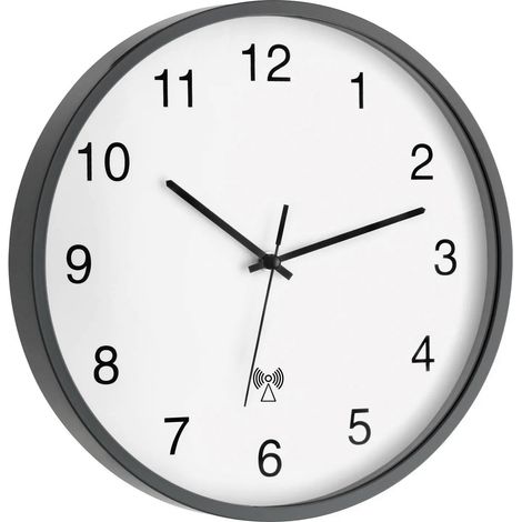 [NEUWERTIG] B-Ware Tfa Design Funk Wanduhr Uhr Zeitmesser Funkuhr Dcf 77 Anthrazit Weiß Glas845
