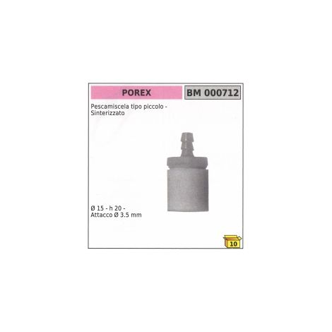 Pescamiscela tipo piccolo sinterizzato Ø15mm altezza 20mm attacco Ø3,5mm codice 000712