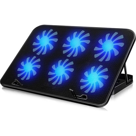 Laptopständer mit 6 Hochgeschwindigkeitslüftern für schnelle Kühlung, stabil, rutschfest, schwarzer Laptopständer (1/5)