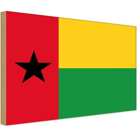Panneau en bois 30x40 cm Drapeau et armoiries de Guinée-Bissau (1/4)