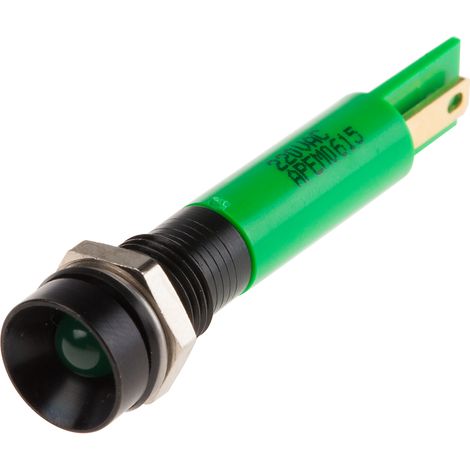 Voyant LED lumineux Vert RS PRO, dia. 8mm, 220V c.a., IP67 ( Prix pour 1 ) (1/2)