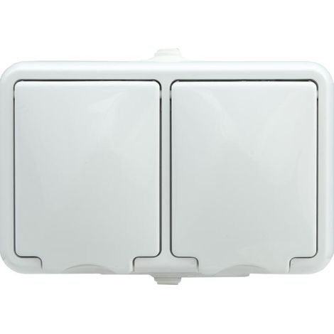 HYDRO Hermetische Doppelsteckdose mit/mit IP44-Abdeckung, weiß 120436