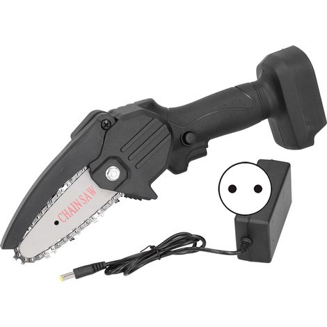Scie à chaîne électrique sans fil noire, mini outil de coupe rechargeable pour menuiserie, prise UE AC100-240V (1/5)