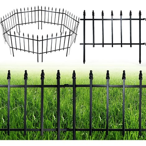 Clôture de Jardin Décorative en Métal - 46cm Haut x 56cm Large (5 Panneaux, Total 2,8m) Barrière Animale Pour Chien Compagnie, Frontière Clôture de Jardin pour Patio Pelouse cour Parterre (1/5)